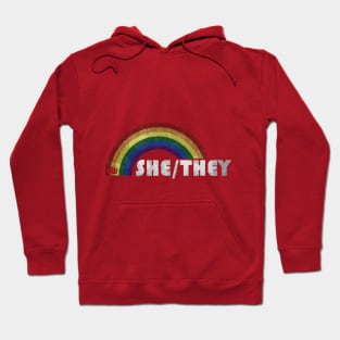 Grunge LGBT+ Pride - She/They Pronouns Hoodie